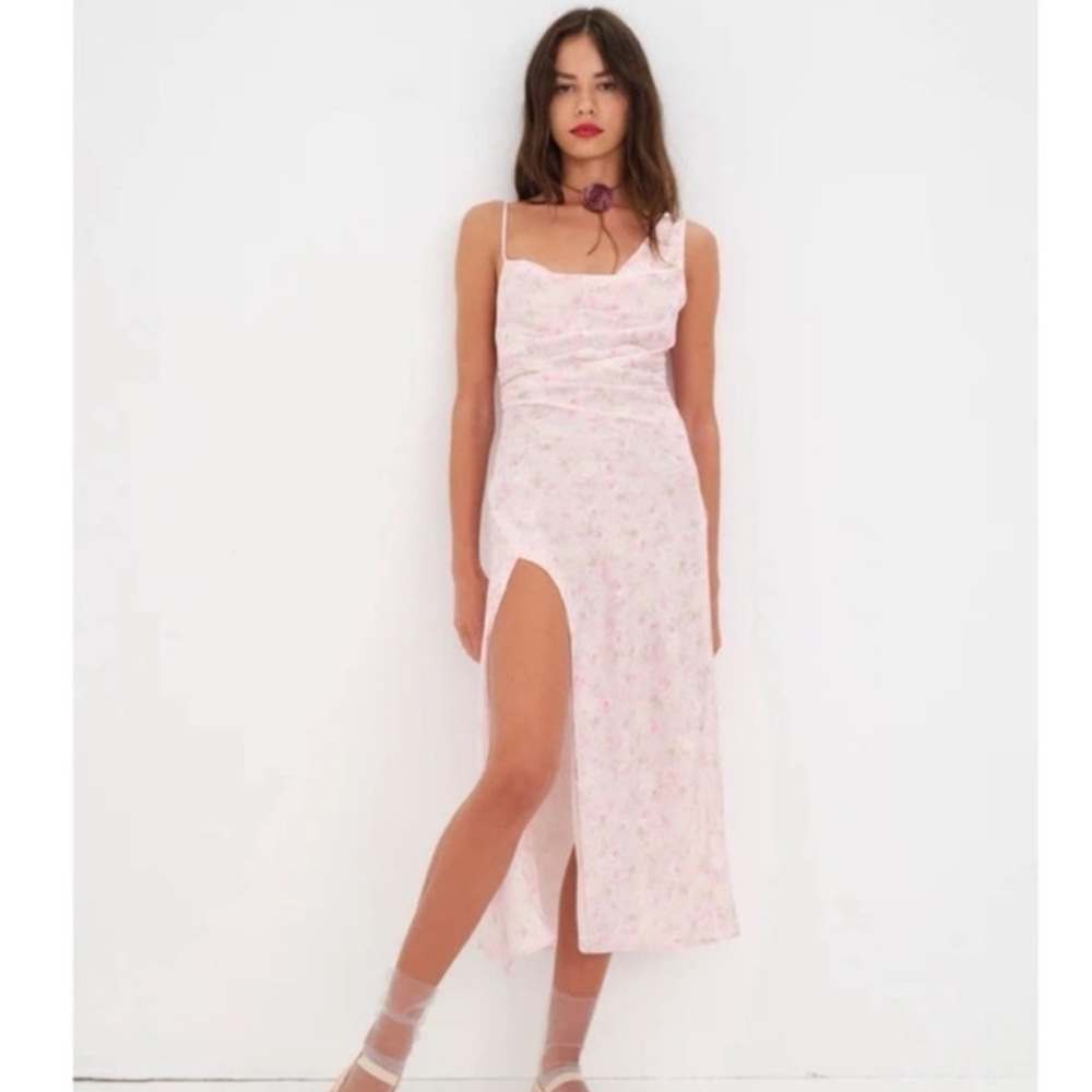 For love and lemons ilana baby pink dress with slit